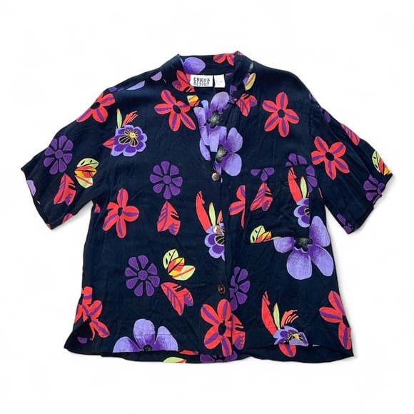 Chico's Tops - Chico’s Design Floral Purple and‎ Red Button Down Shirt
